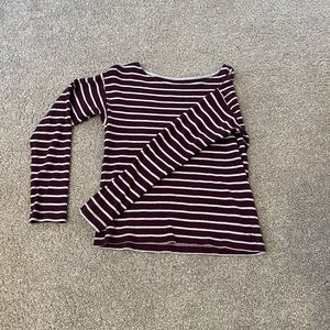 Label of graded goods striped knit long sleeve top